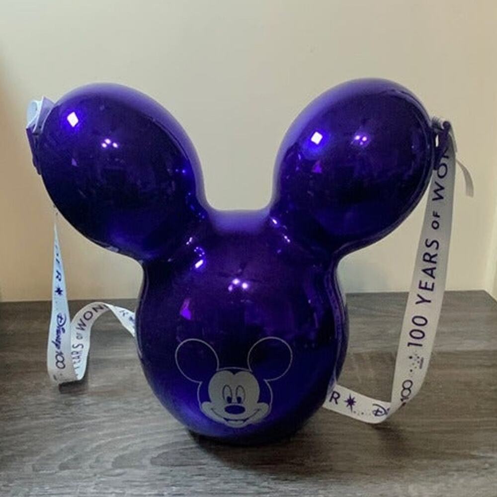 Disney Parks Mickey Mouse 100 Years Purple Balloon Popcorn Bucket USED
